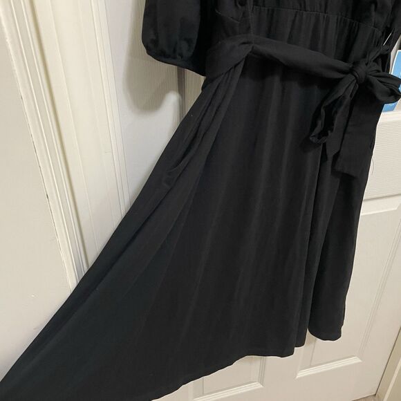 NEW Draper James RSVP Knit Wrap Dress Black Half Sleeve V-Neck Plus Size 2X NWT - Picture 8 of 14